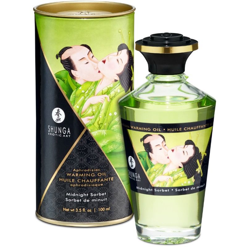 SHUNGA - OLEJEK DO MASAŻU Z EFEKTEM CIEPŁA SMAK MIDNIGHT SORBT 100 ML