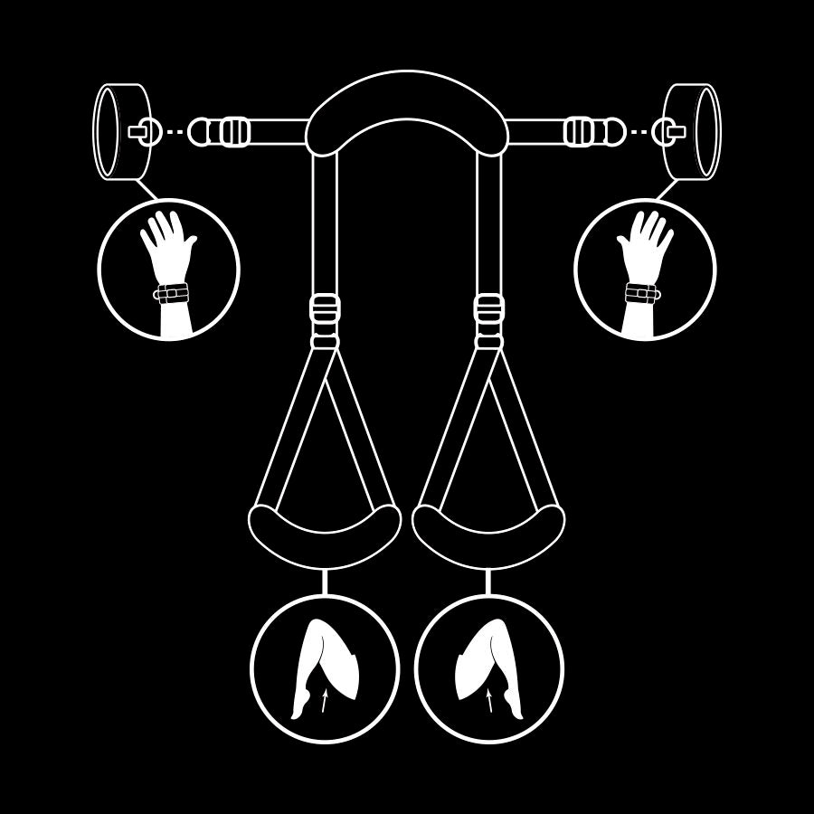 Fetisch-Submissive - Position mit gespreizten Beinen und Handschellen aus Nopren