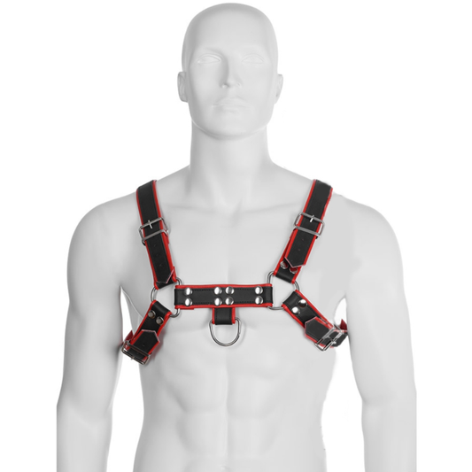 Leder-Körper - Kettengeschirr III Schwarz/Rot